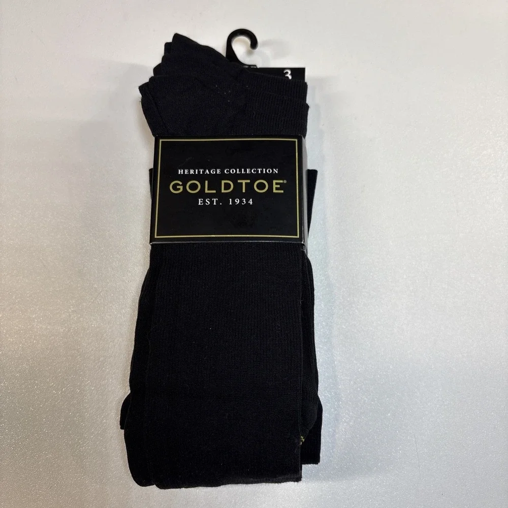 GOLDTOE Men's Metropolitan Over-The-Calf Dress Socks, 3-Pairs, Black,‎ Sz 6-12.5